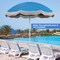 Goplus 6.5 FT Outdoor Fringe Patio Umbrella with Carrying Bag Push Button Tilt for Garden White/Navy/Green